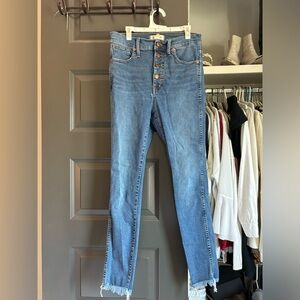 Madewell 10” high rise skinny jeans button front